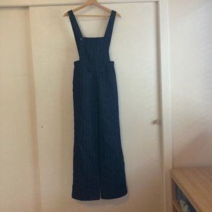 XS Reformation Navy Blue and Grey Striped Wool Overalls